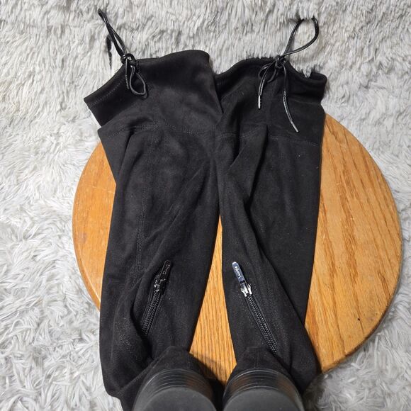 Circus by Sam Edelman Peyton Size 6 Over The Knee Black Faux Suede Pull On Boots - Picture 3 of 11